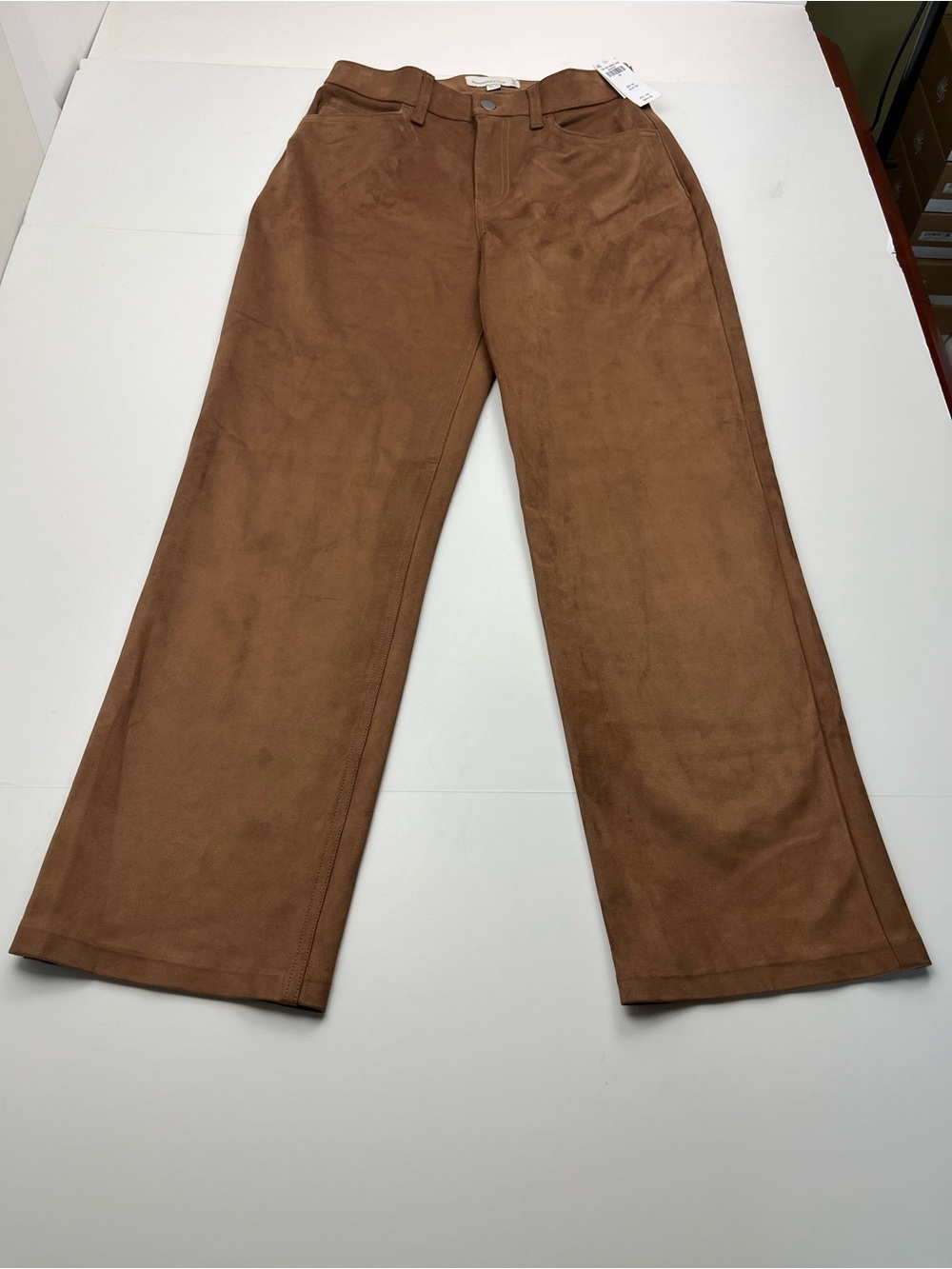 Abercrombie & Fitch High Rise 90s Relaxed Pant Brown Faux Suede Women 28 / 6 NEW